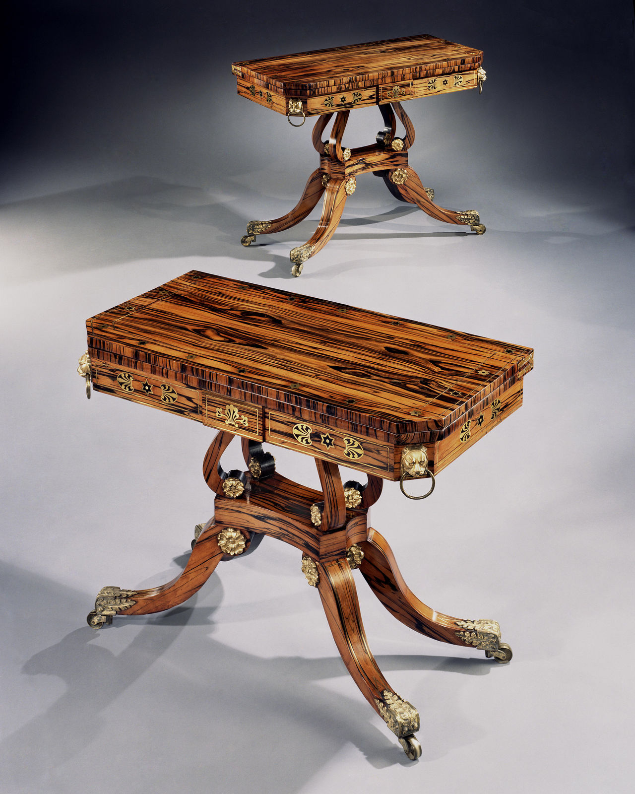 A PAIR OF REGENCY CARD TABLES, English, circa 1815