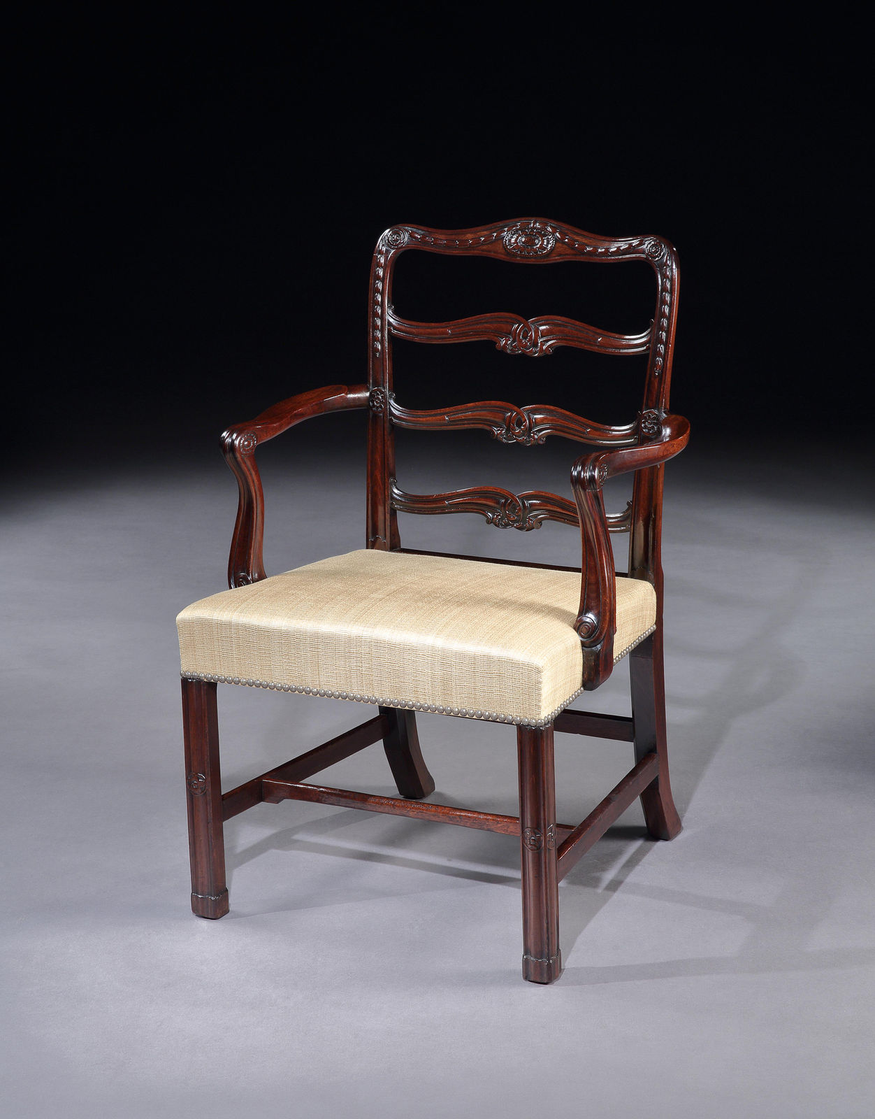 A PAIR OF GEORGE II MAHOGANY ARMCHAIRS, English, circa 1760