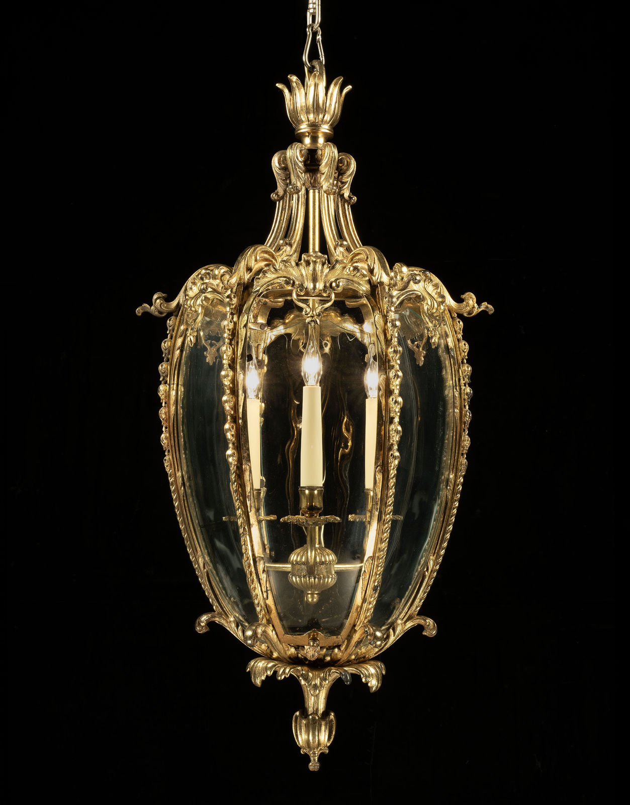 A VICTORIAN ORMOLU LANTERN TO A CHIPPENDALE DESIGN, English, circa 1850