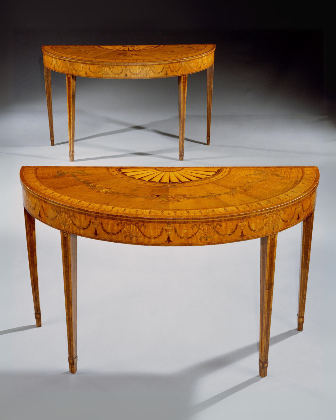 A PAIR OF GEORGE III SATINWOOD SIDE TABLES, Irish, circa 1775