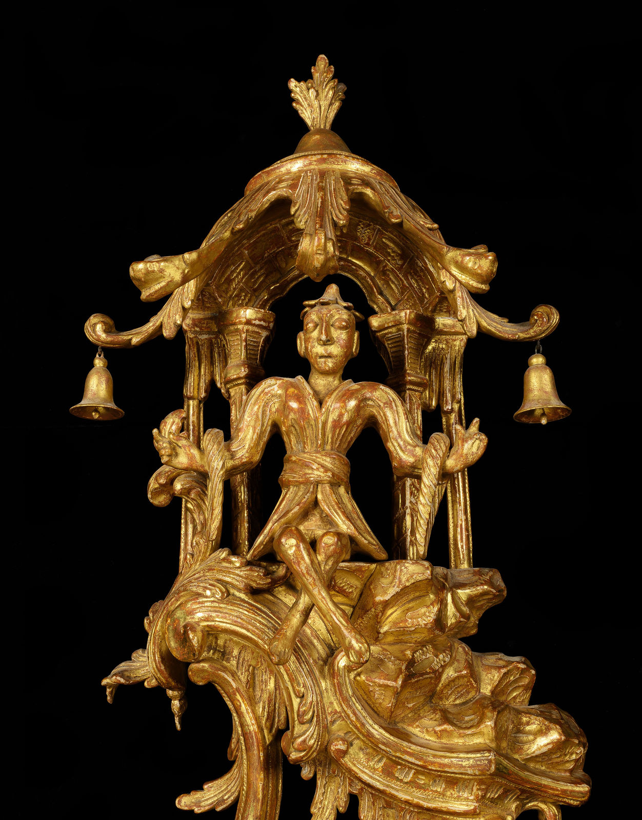 A GEORGE III GILTWOOD CARTEL CLOCK, English, circa 1770