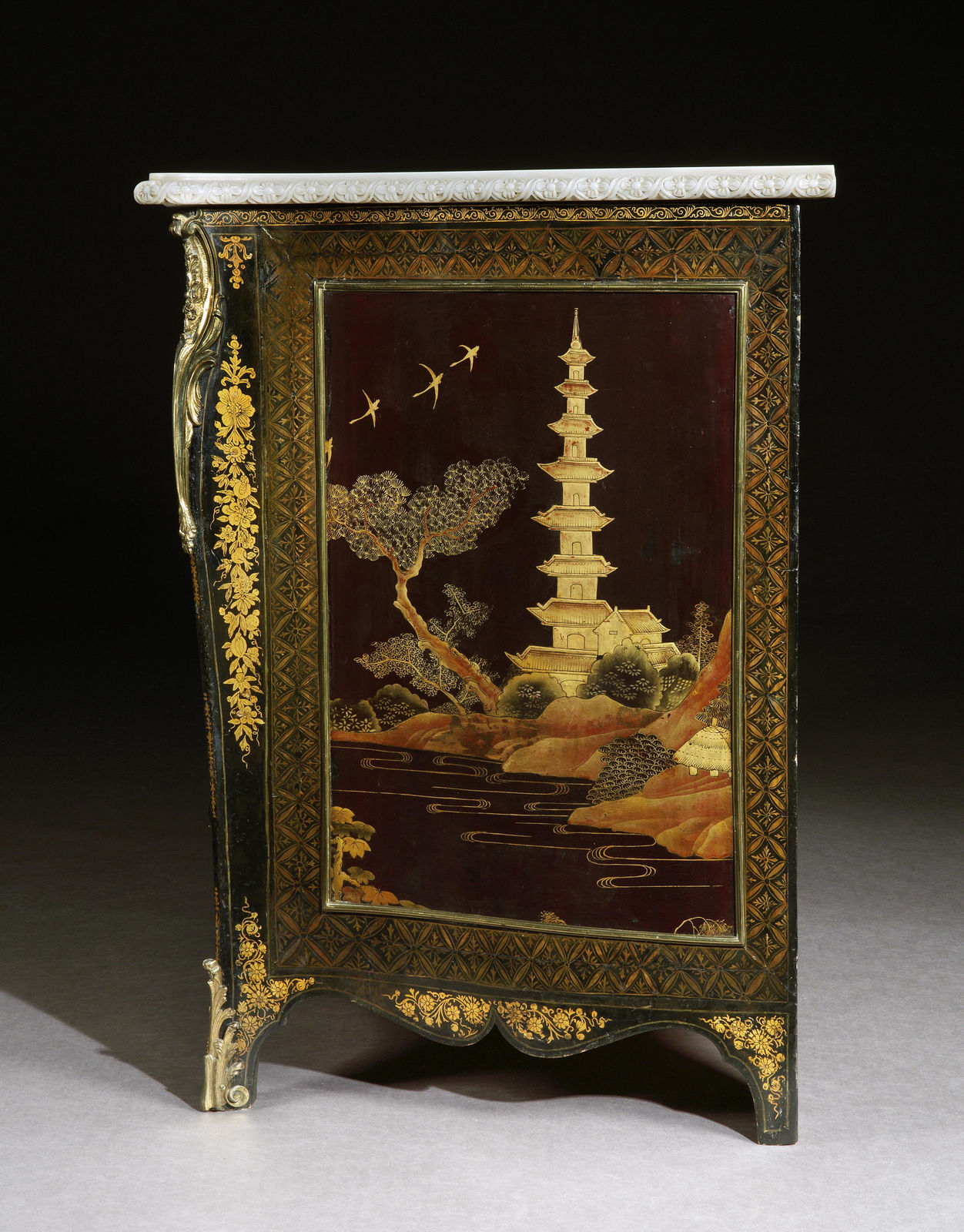 THE ASHBURNHAM PLACE LACQUER COMMODES, English, circa 1760