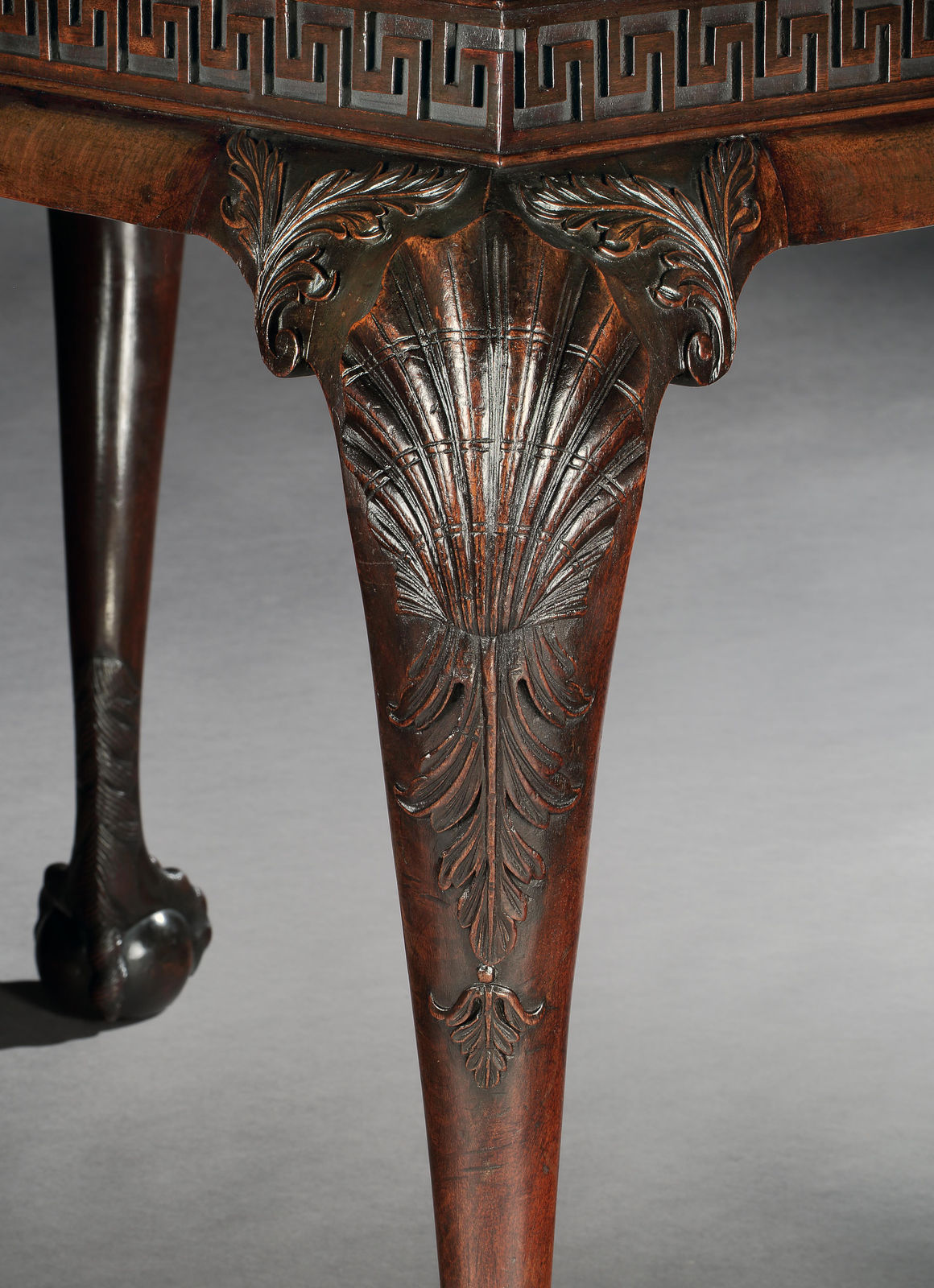 A PAIR OF GEORGE II MAHOGANY SIDE TABLES, The table bases: English, circa 1740  The scagliola inserts: Italian, circa 1735