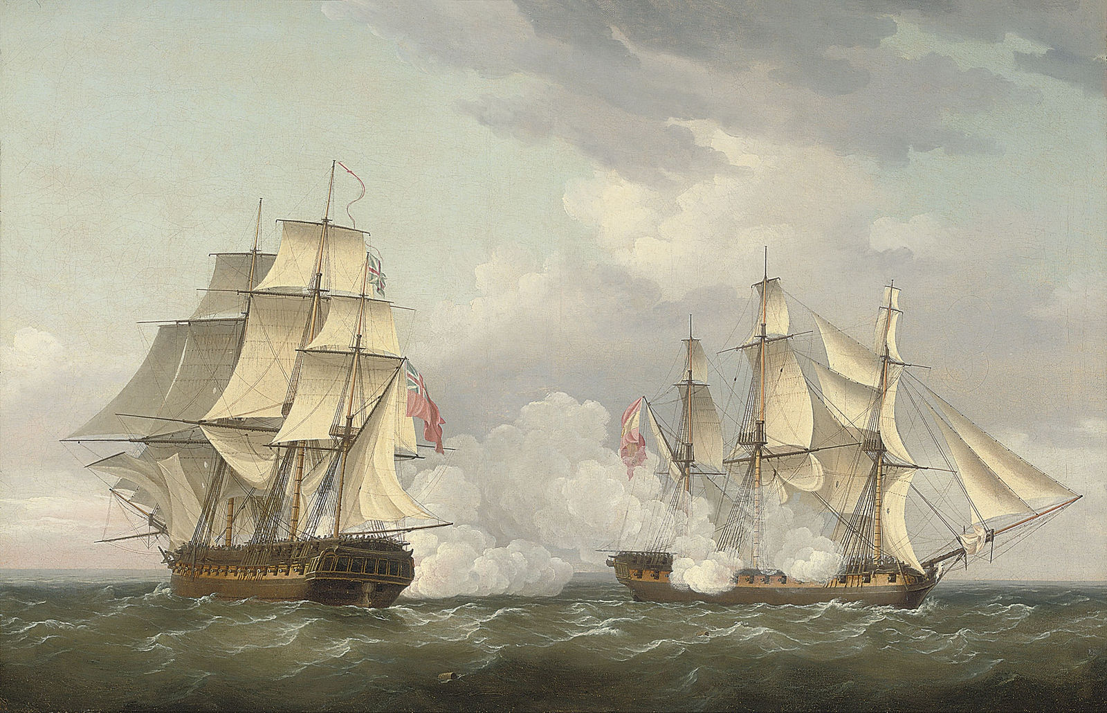 Thomas Whitcombe, The capture of the Spanish frigate Mahonesa off Cartagena by His Majesty's frigate Terpsichore, 13th October 1796: the opening salvoes of the action