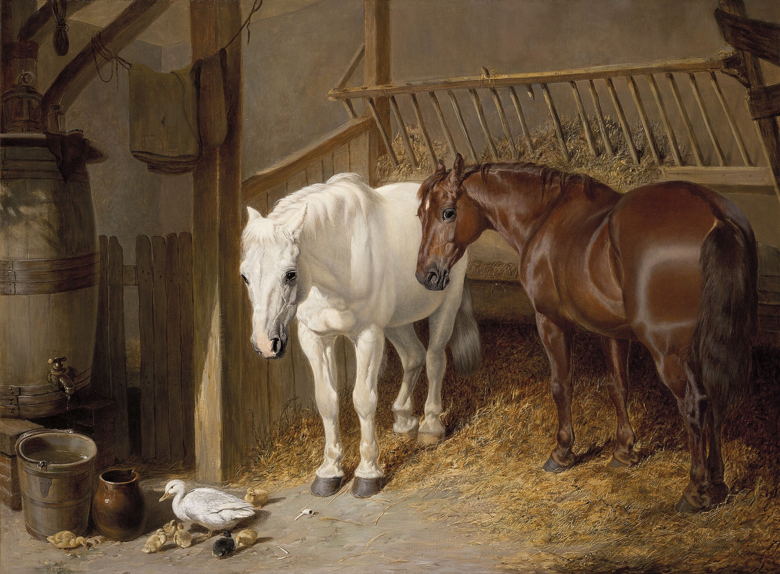 John Frederick Herring Snr, Horses and ducklings in a stable