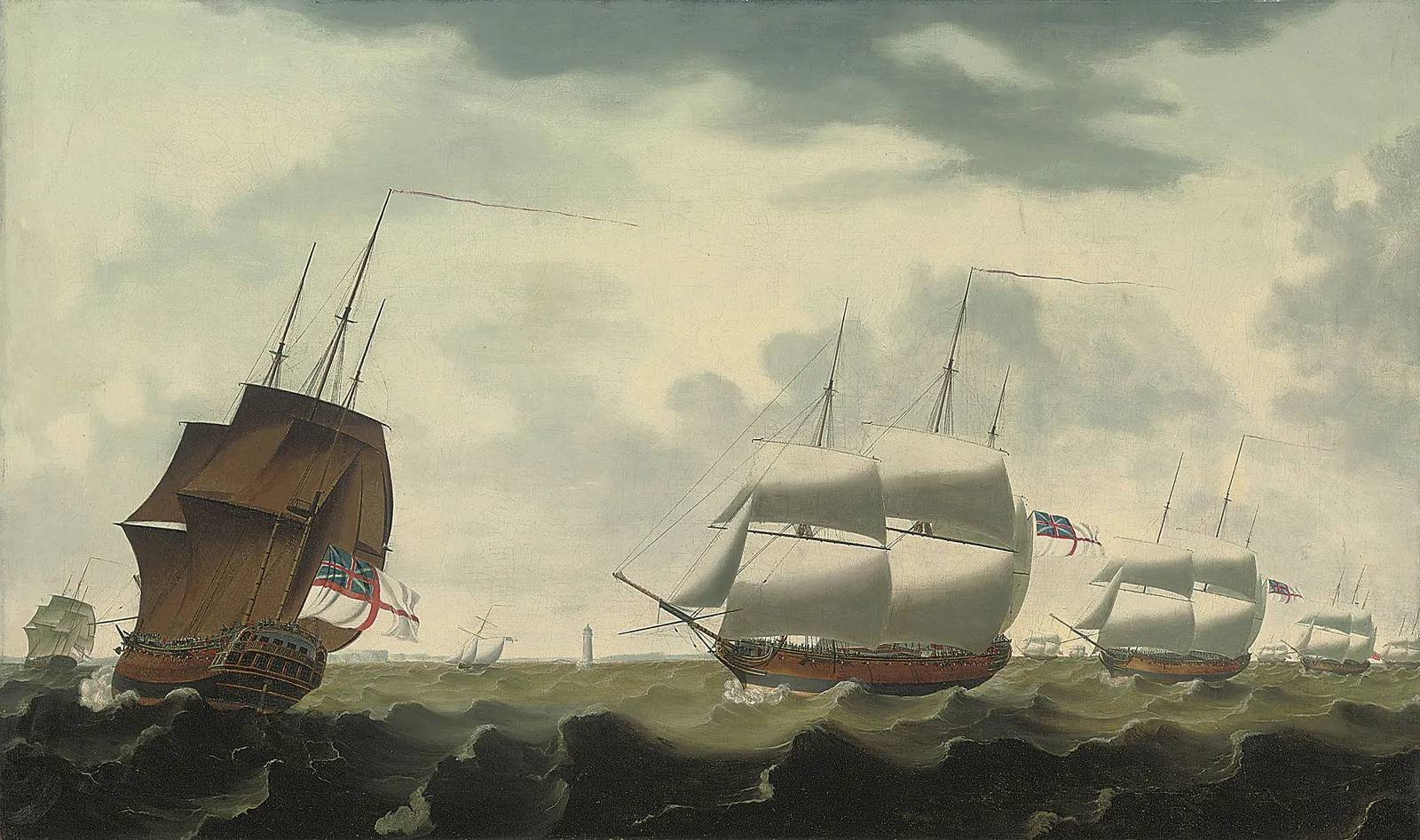 Francis Holman, The fleet heading down the Channel, passing the Eddystone lighthouse