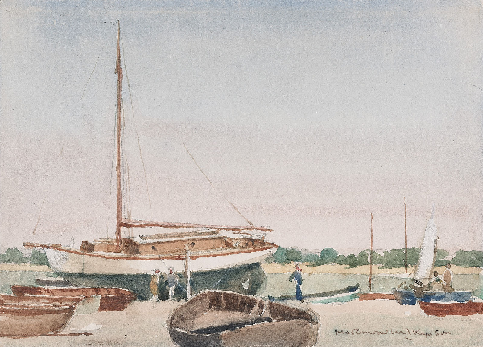 Norman Wilkinson, CBE, SMA, PRWS, RI, Fitting out, Itchenor