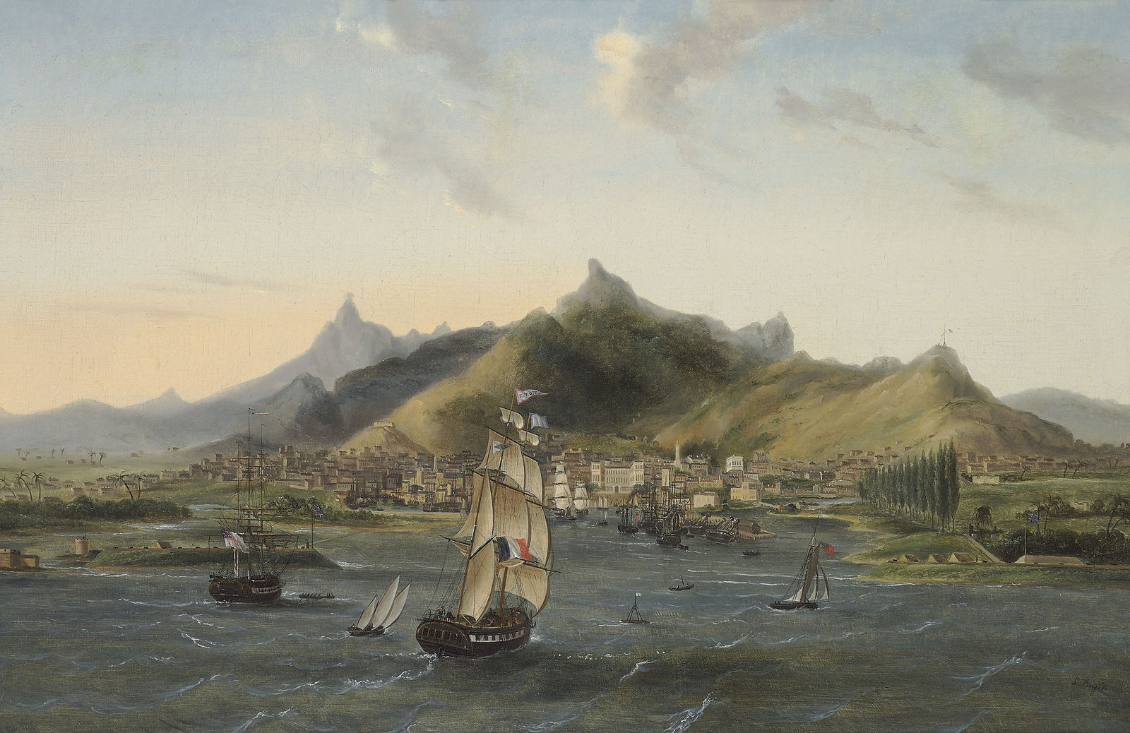 Louis Burgade, The merchantman 'Europe' entering the harbour at Port Louis, Mauritius
