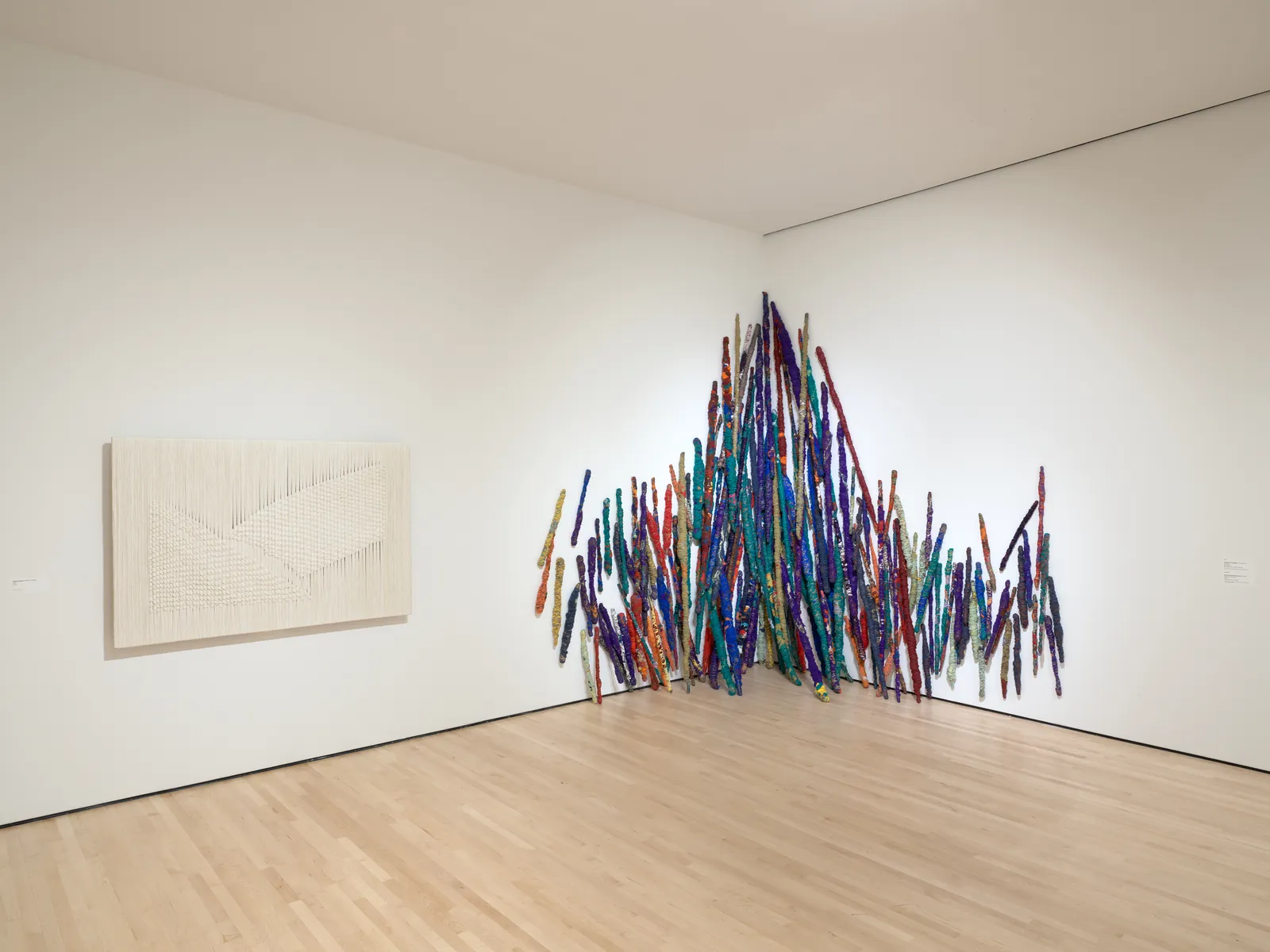 Installation view of New Work: Sheila Hicks at the San Francisco Museum of Modern Art; photo: Don Ross.