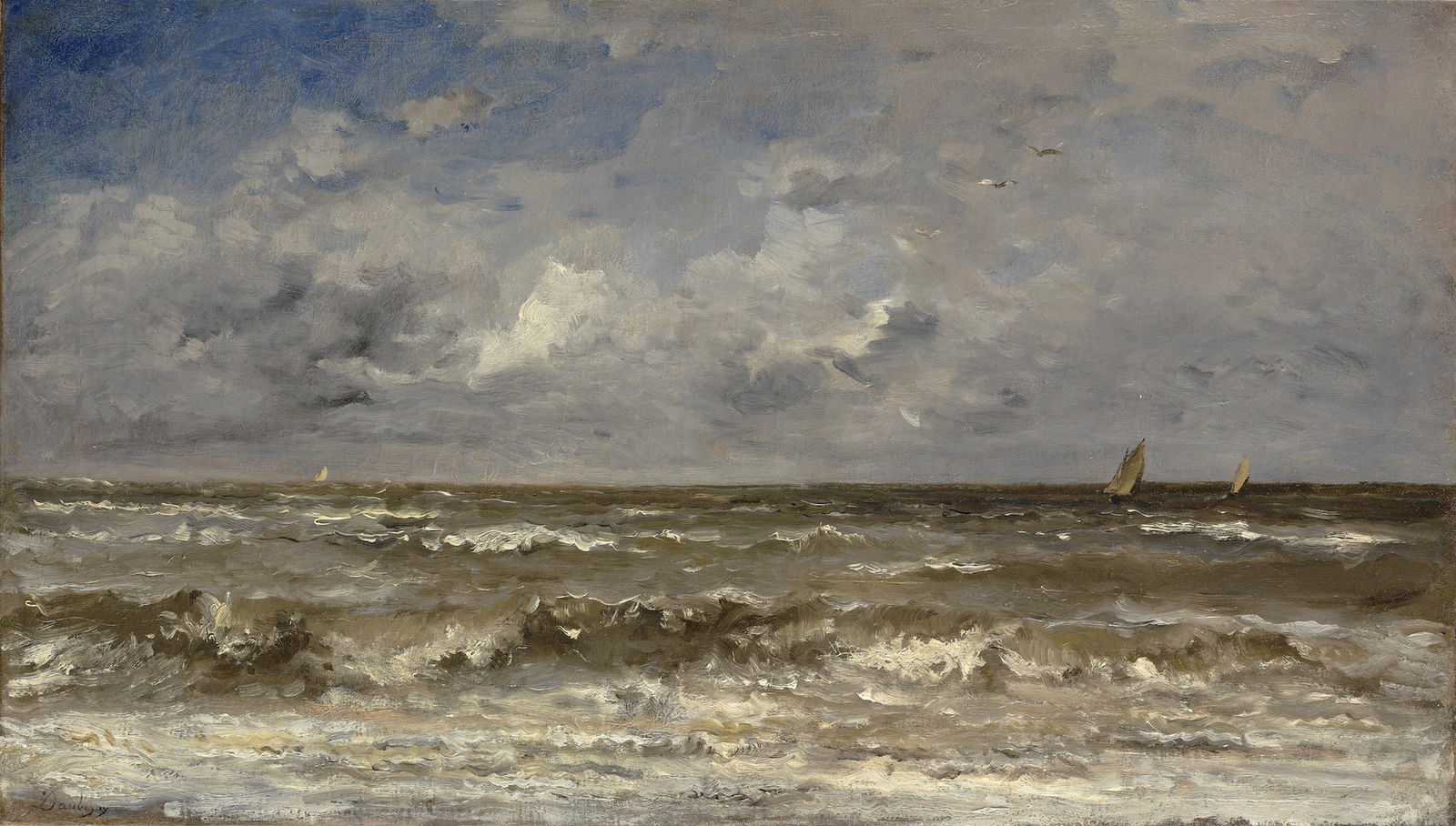 Charles-François Daubigny, Voiliers sur la mer, Normandie, c.1865