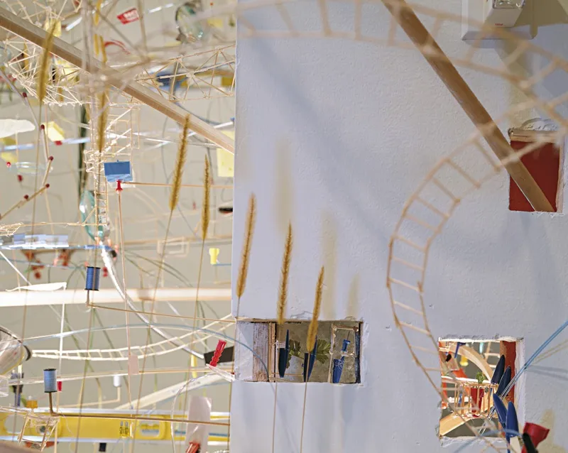 Detail image of Sarah Sze's seamless installation