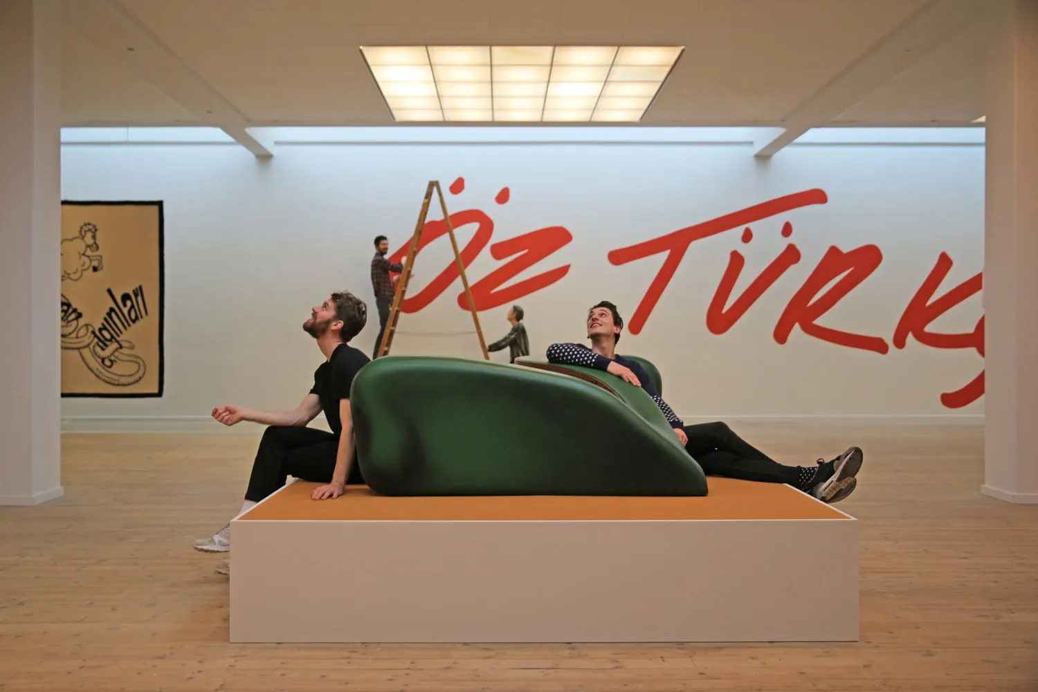 Image of an installation view of Slavs and Tatars - seating