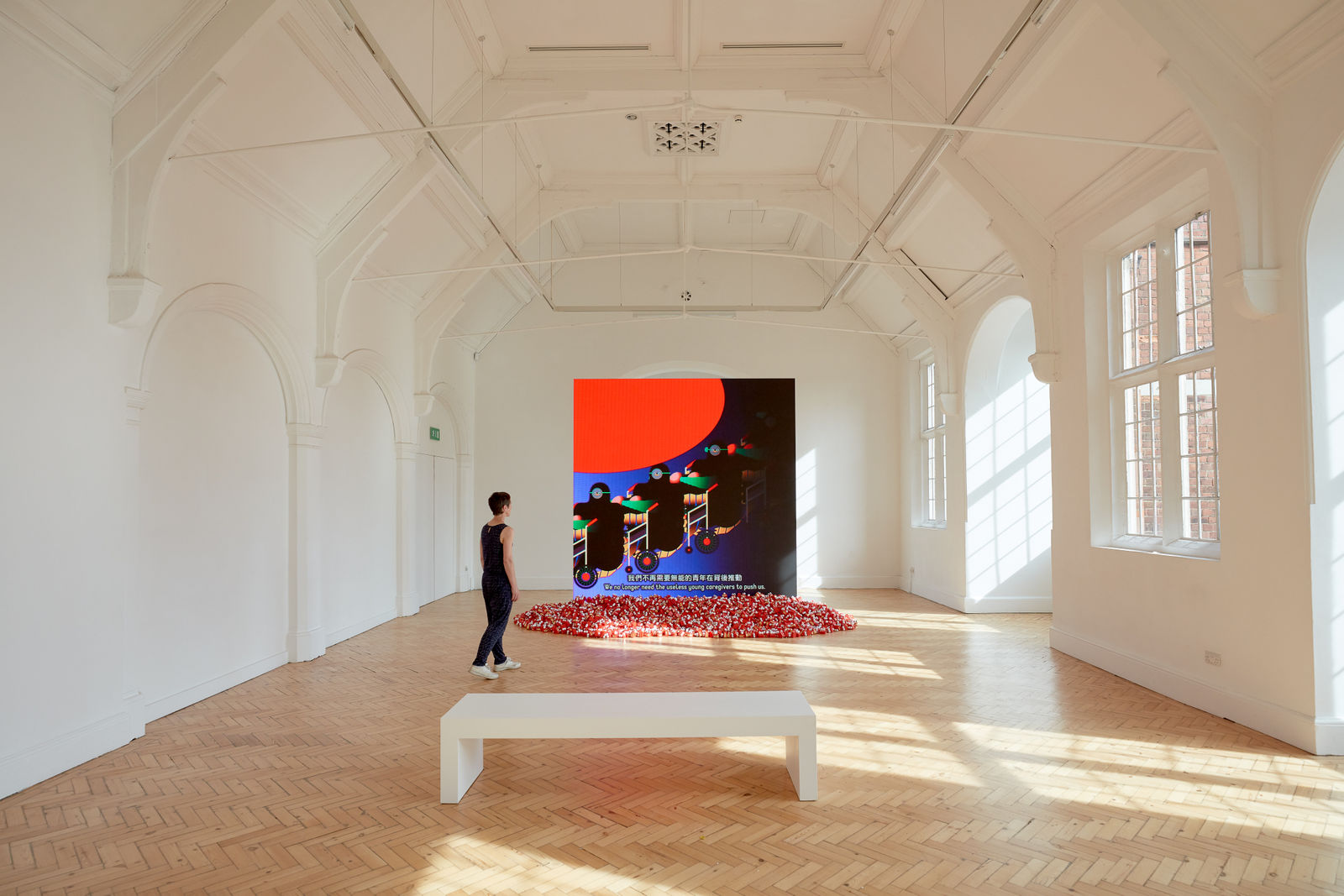 installation view of Wong Ping video