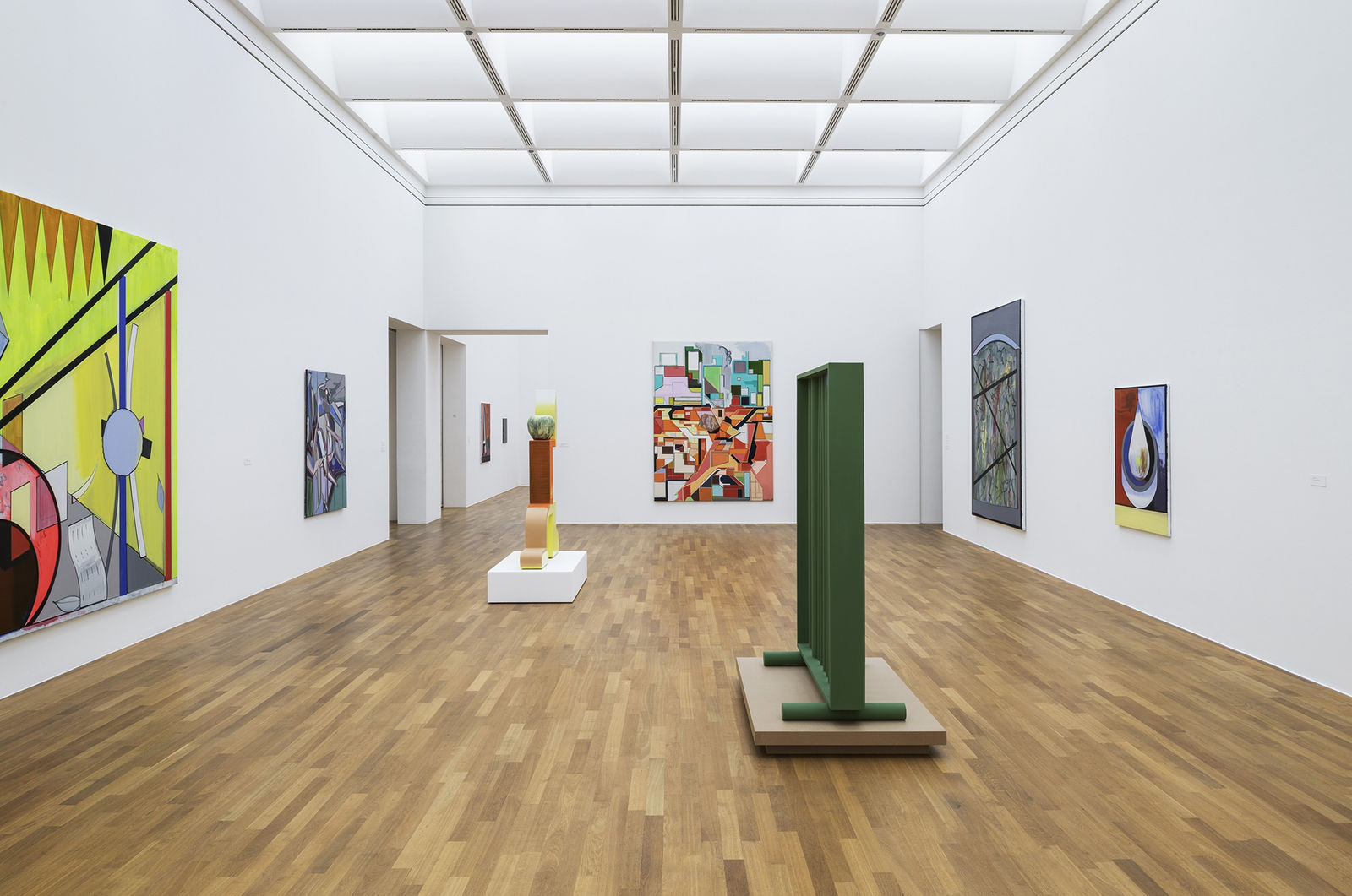 image of Scheibitz installation of paintings and sculptures