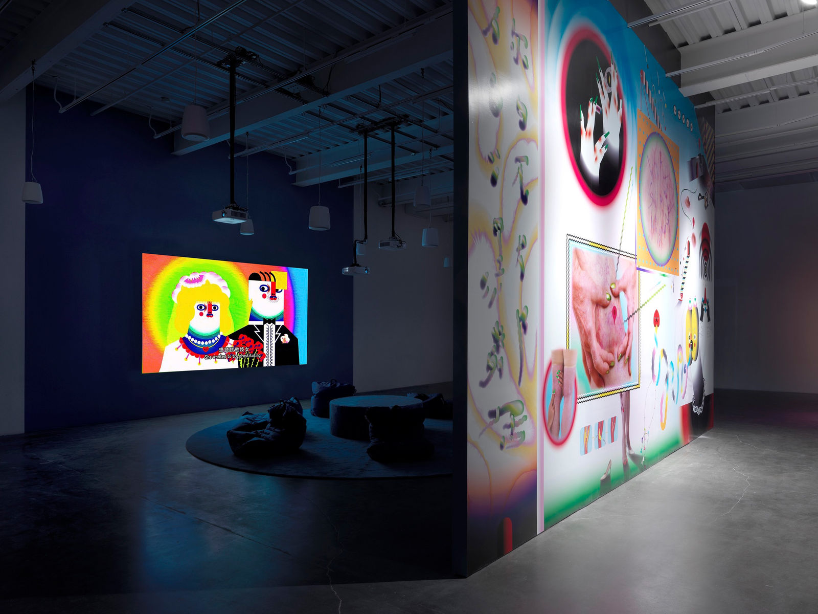 Wong Ping installation view at New Museum.