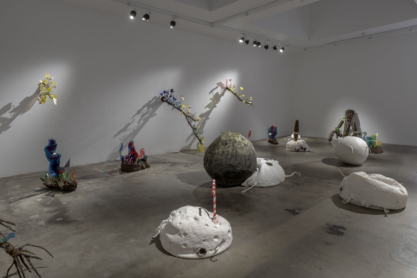 Installation view of Nathalie Djurberg & Hans Berg: A Pancake Moon.