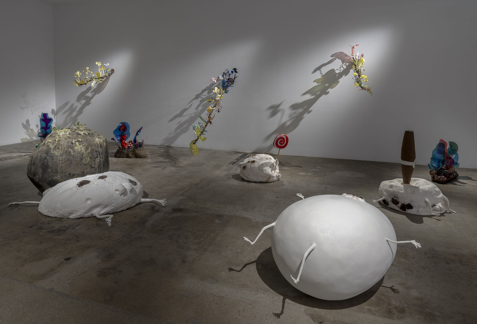 Installation view of Nathalie Djurberg & Hans Berg: A Pancake Moon.