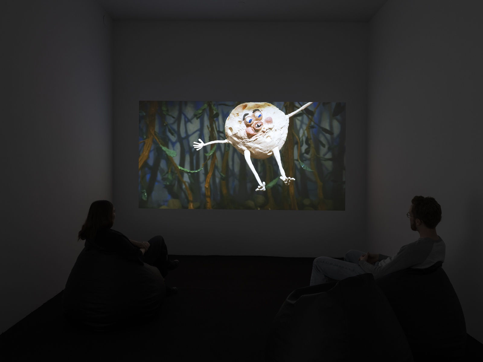 Installation view of Nathalie Djurberg & Hans Berg: A Pancake Moon.
