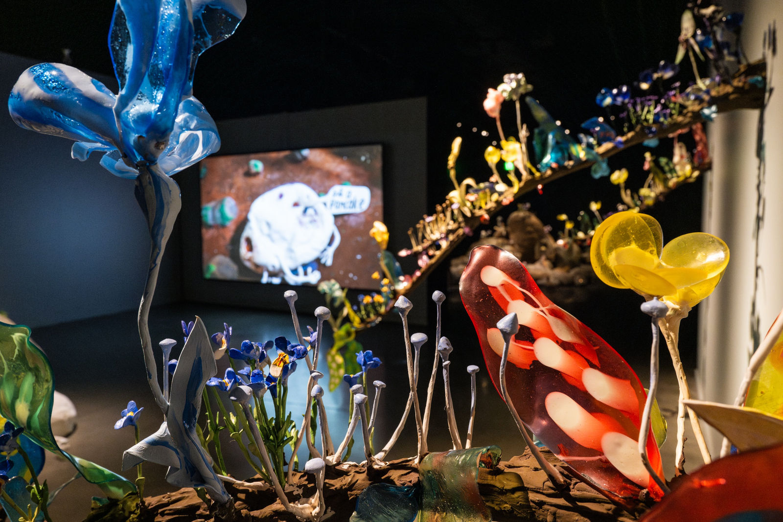 Installation image of Nathalie Djurberg & Hans Berg: A Place of Opportunity and Transformation.