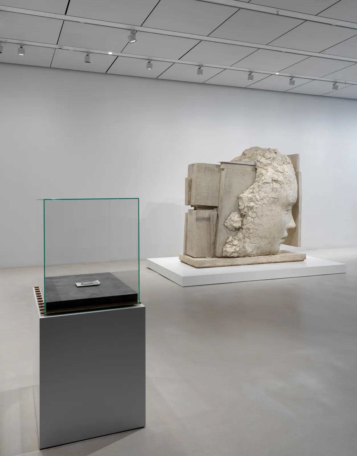 Installation view of Mark Mander's show at London Mithraeum, Bloomberg SPACE.