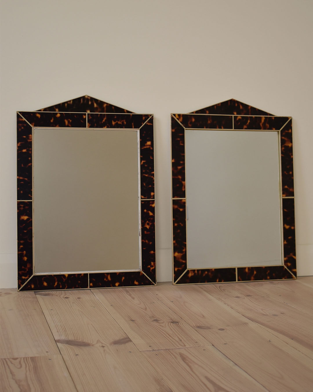 PAIR FAUX TORTOISESHELL MIRRORS