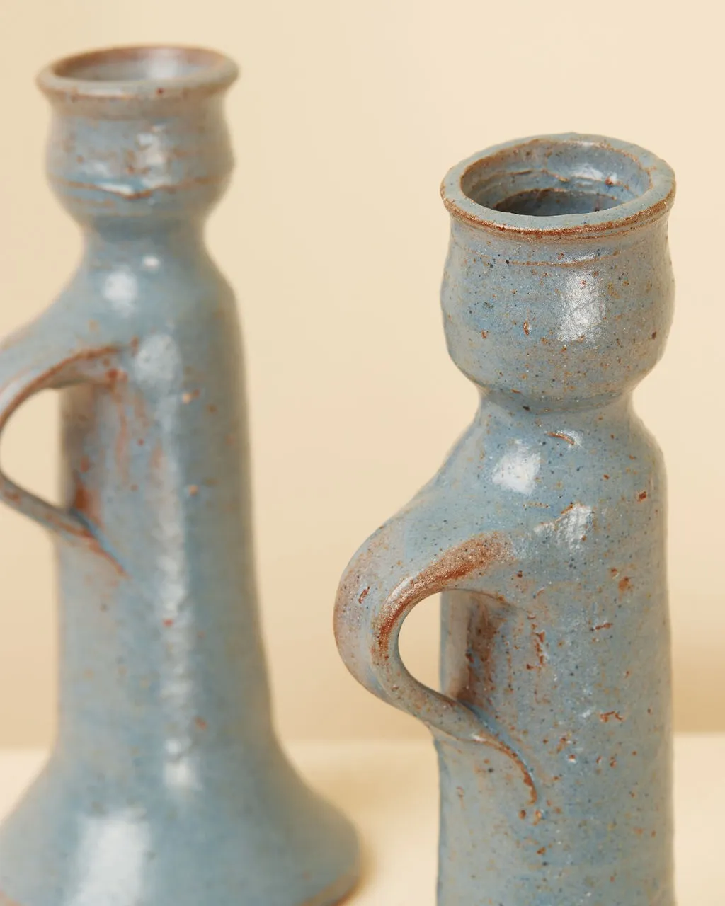 FRENCH GLAZED CANDLESTICKS (PAIR 1)