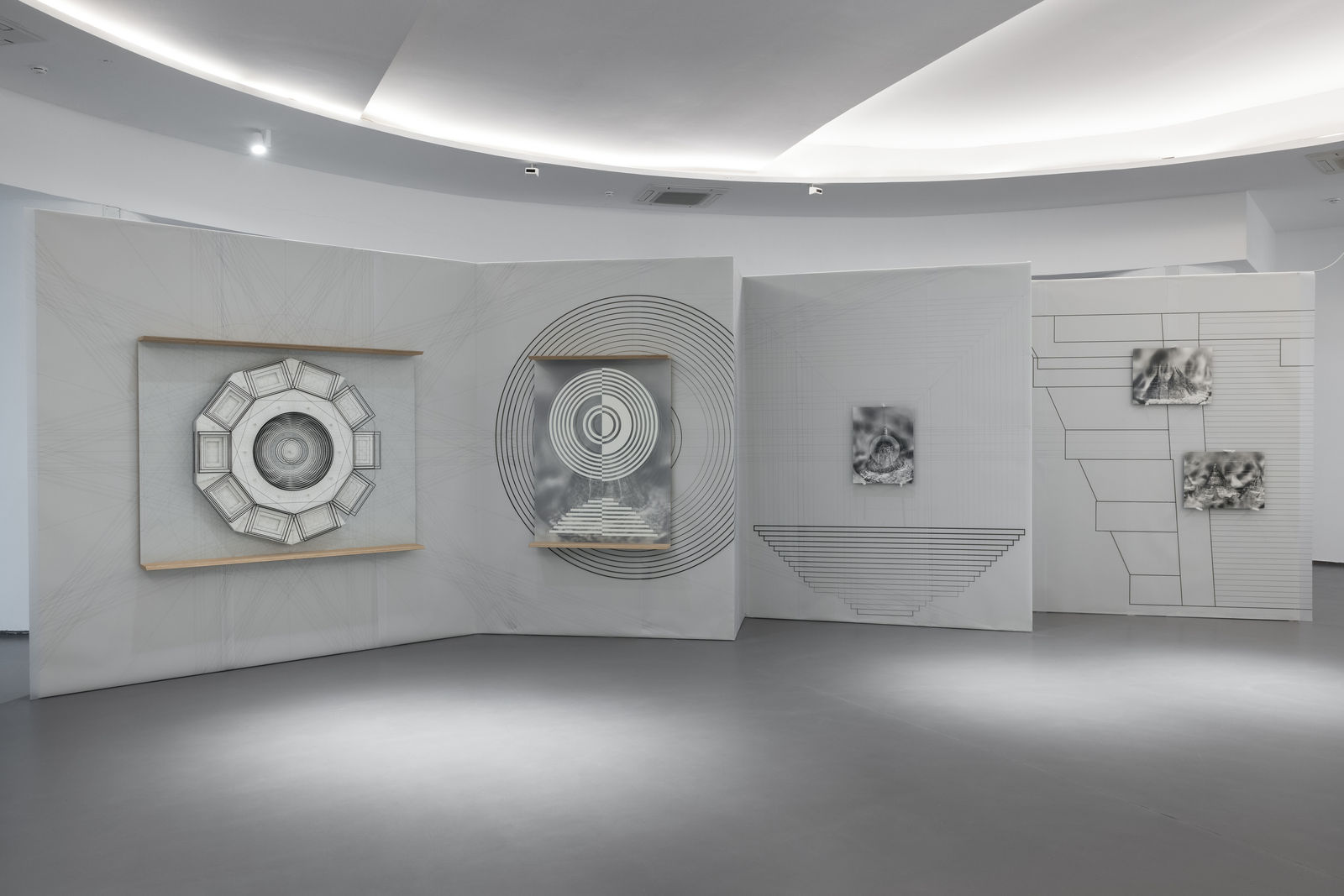 ceiba speciosa garden project _2007/2018 photographic paper b/w ilford printed with durst lambda 130, direct print on polyester, forex, silk-screen printing on glass ar luxar 3mm, plaster, okumè multilayer. dimensions: m 3 x 11 _installation view Termoli Prize 2021 _© ph Gianluca Di Ioia