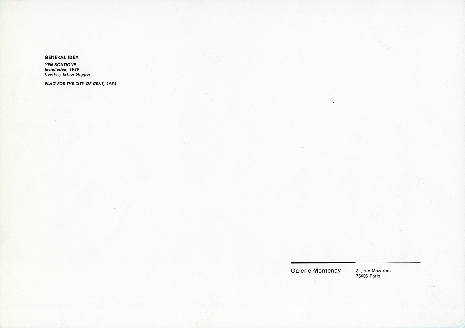 <div class="image_caption_container"><div class="image_caption"><p>Exhibition view,</p><p><strong>General Idea's Yen Boutique</strong>, 1989</p><p> </p></div></div>