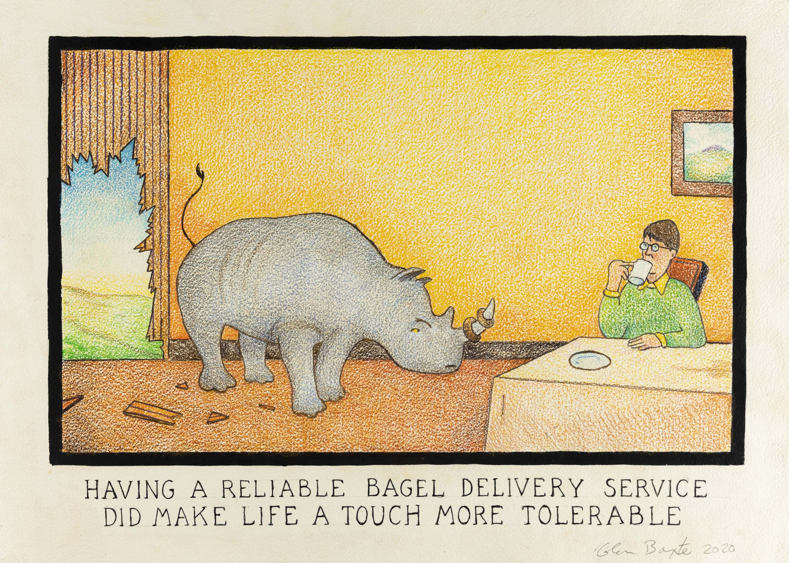 Glen Baxter Inexplicably Vermillion featured in FAD Magazine's Top 5 Art Exhibitions to see in Mayfair and Fitzrovia