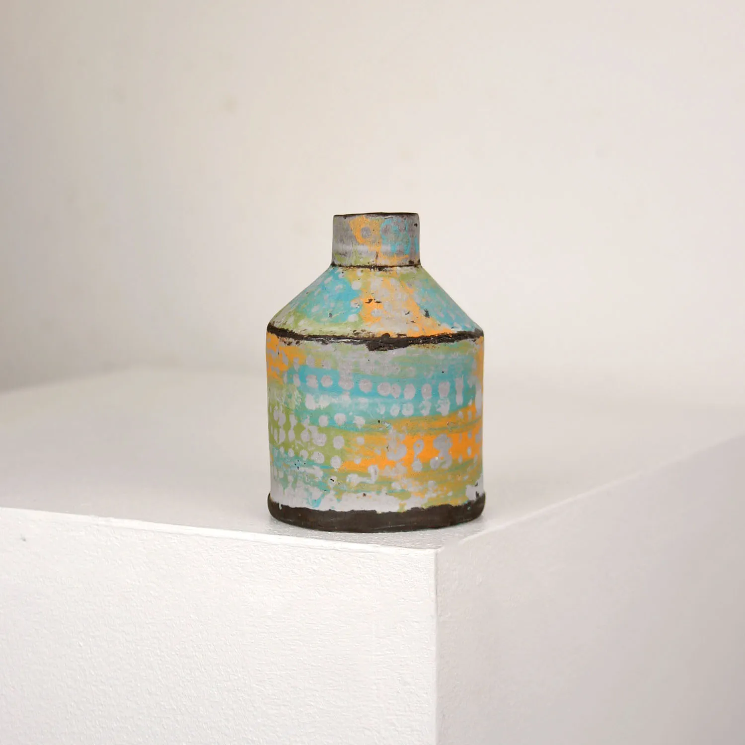 Elly Wall, Teal, Orange & Sage Bottle Vase III