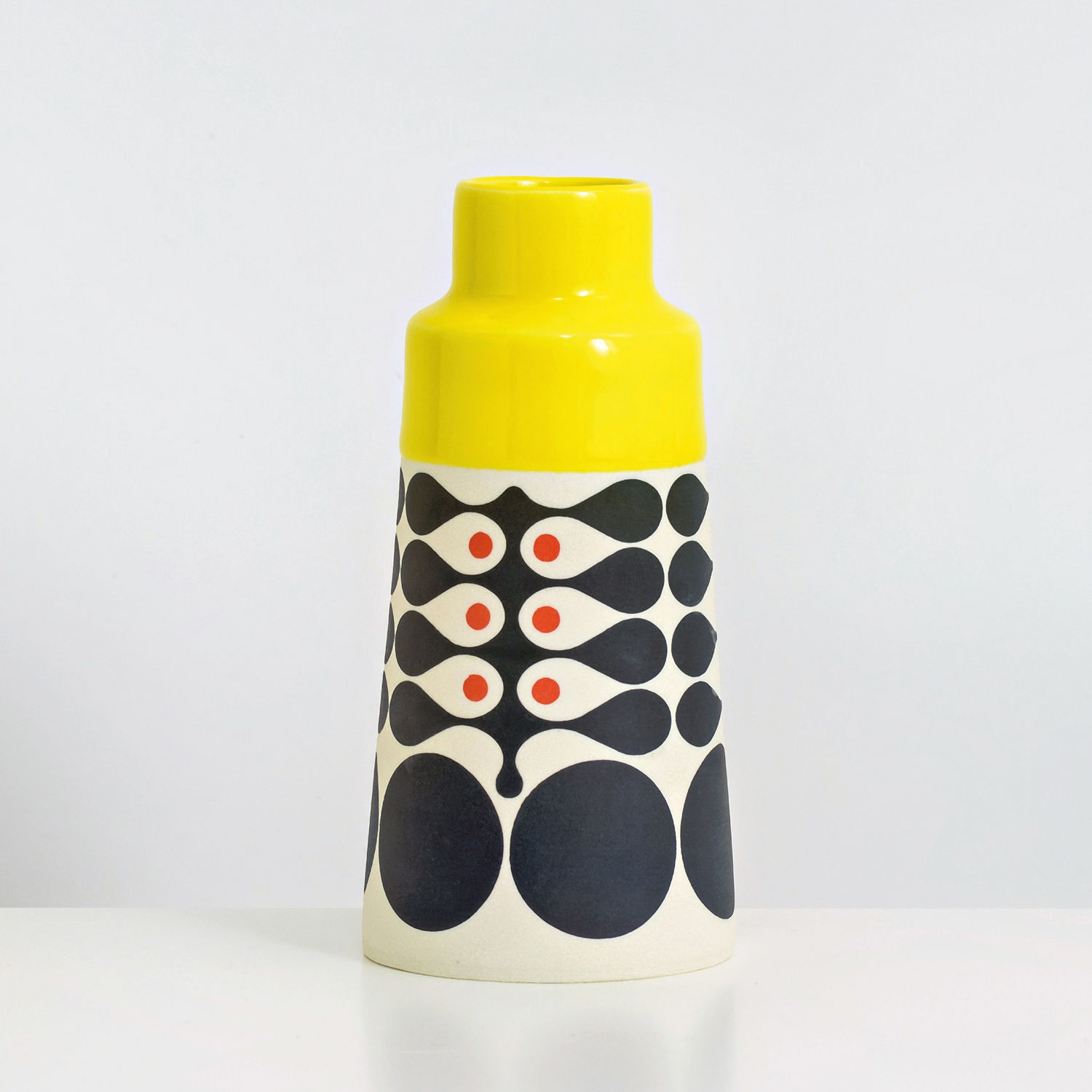 MapMap, Medium Cone Vase - Yellow, Red & Black