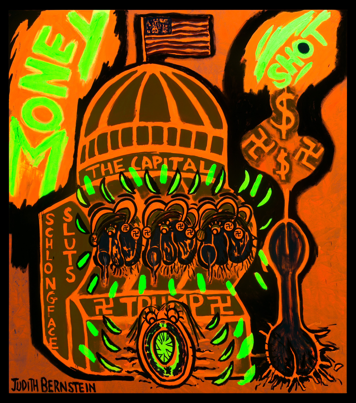 Judith Bernstein, Money Shot - Yellow, 2016