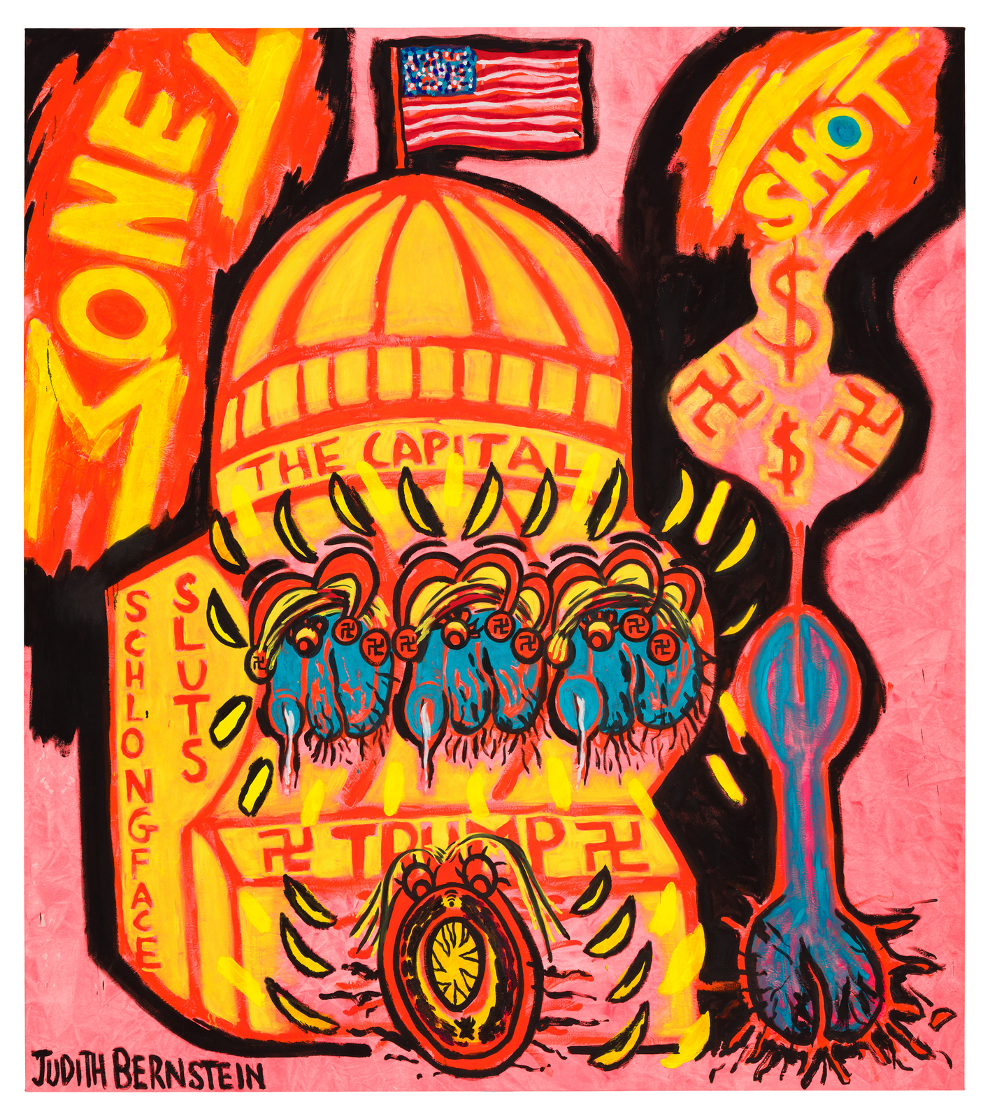 Judith Bernstein, Money Shot - Yellow, 2016