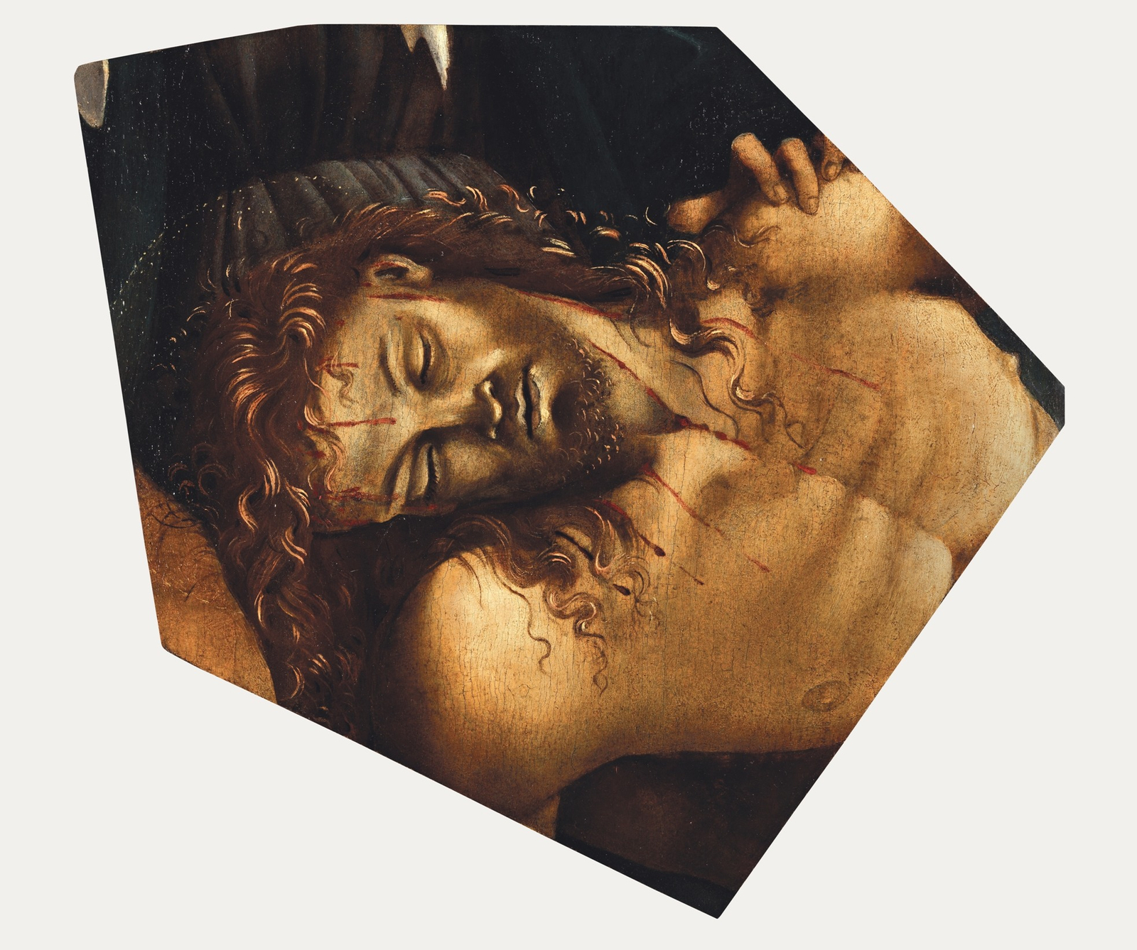 An oil painting of the dead Christ.
