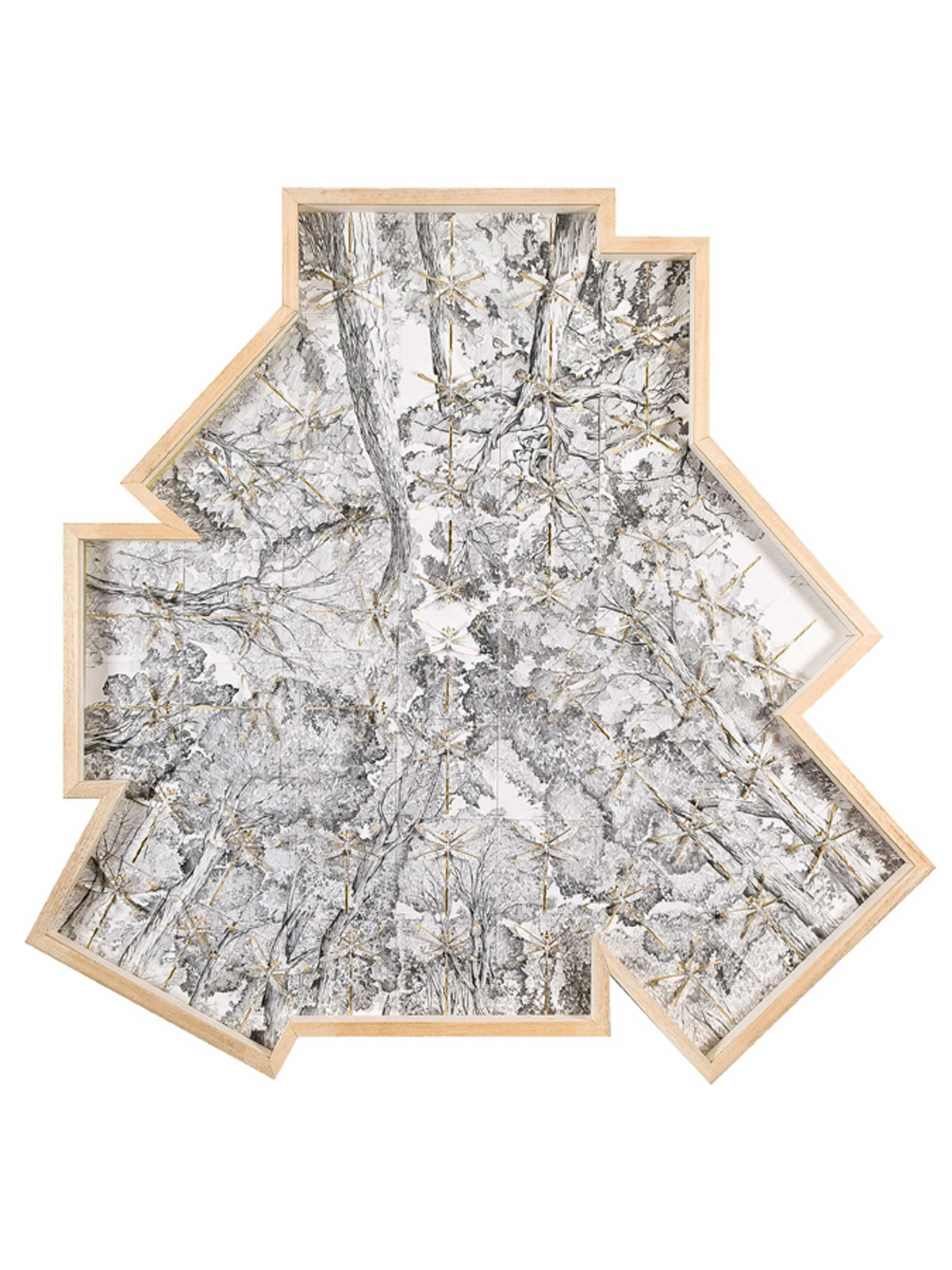 Sculpture with graphite and paper cut-outs