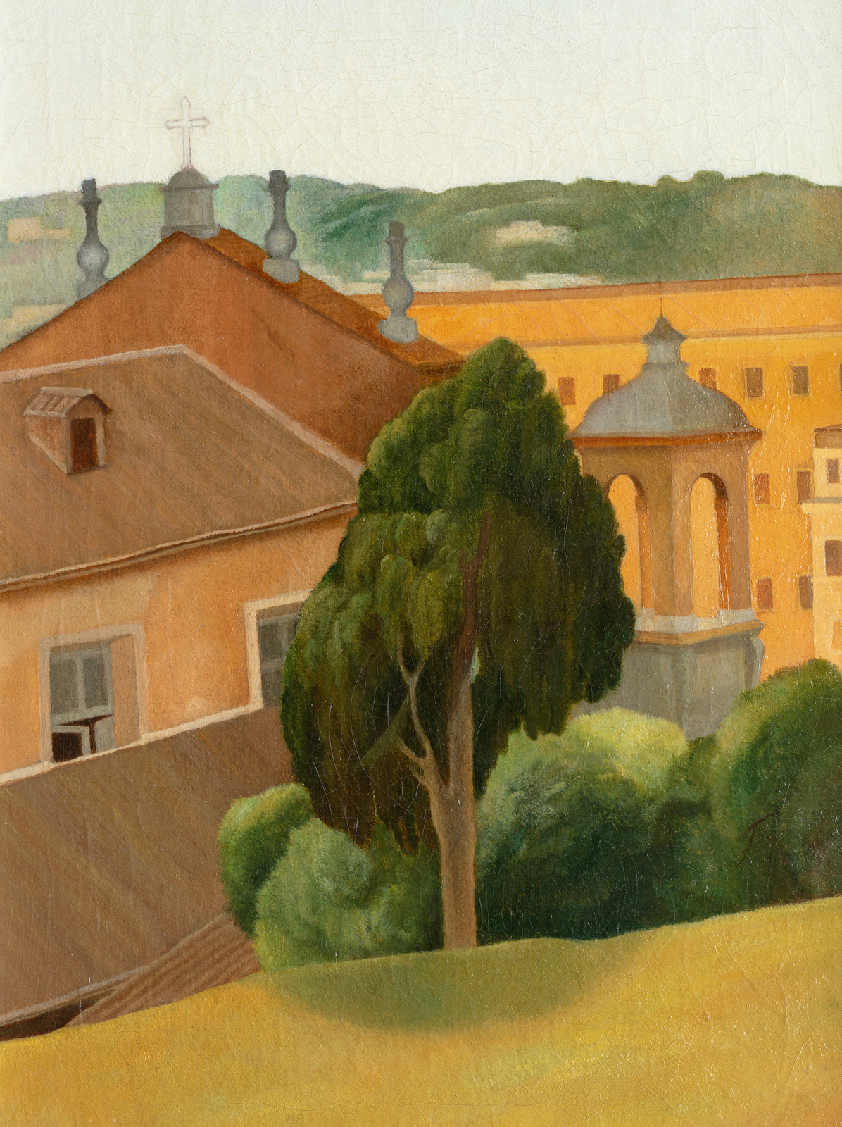 Detail of an oil painting of a view of Rome (Church of S. Anastasia al Palatino).