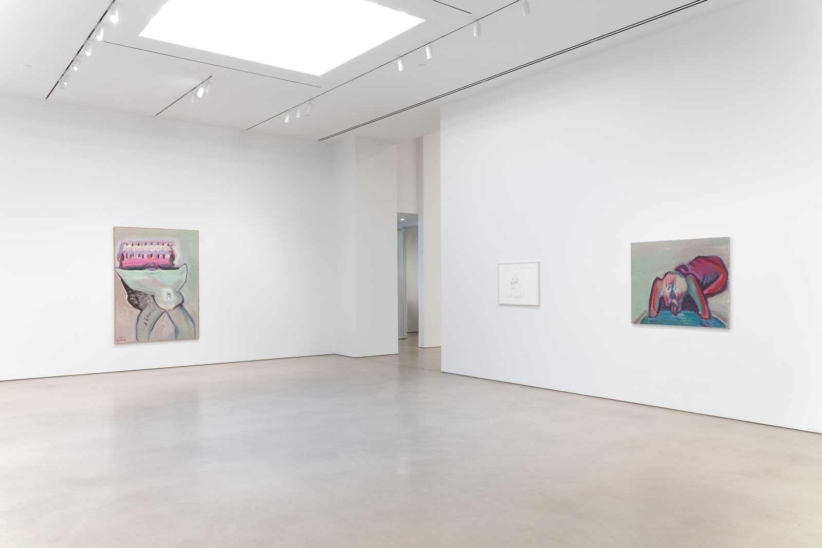 Installation view, Maria Lassnig, Petzel, 2026. &copy; Maria Lassnig Foundation. Courtesy of the artist and Petzel.&nbsp;