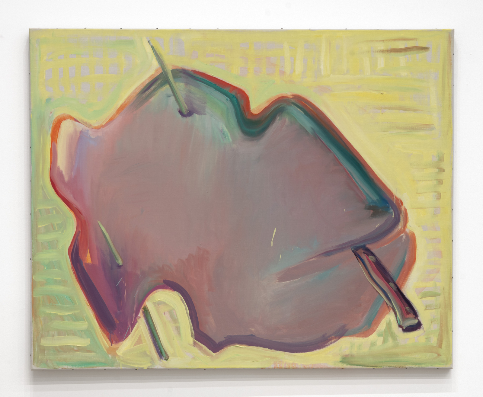 Maria Lassnig, Gelbes Bild mit Messer (Yellow Picture with Knife), 1988-1989