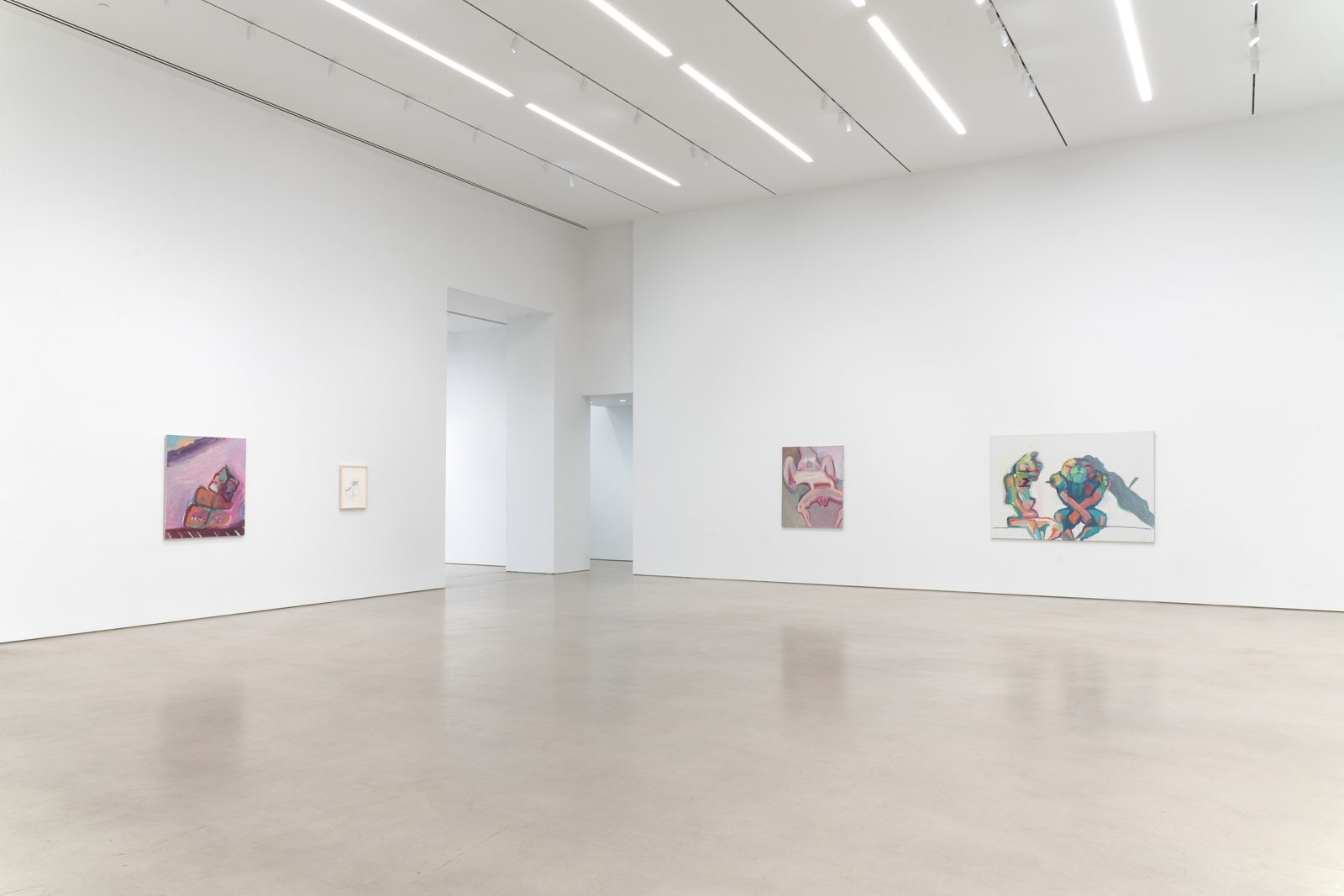 Installation view, Maria Lassnig, Petzel, 2026. &copy; Maria Lassnig Foundation. Courtesy of the artist and Petzel.&nbsp;