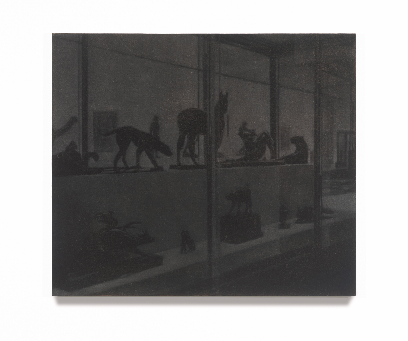 Troy Brauntuch, Untitled (Display case with horse and panther),&nbsp;2025