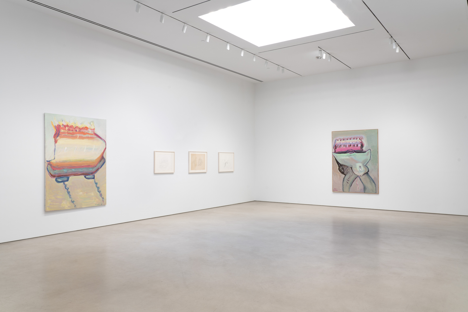 Installation view, Maria Lassnig, Petzel, 2026. &copy; Maria Lassnig Foundation. Courtesy of the artist and Petzel.&nbsp;