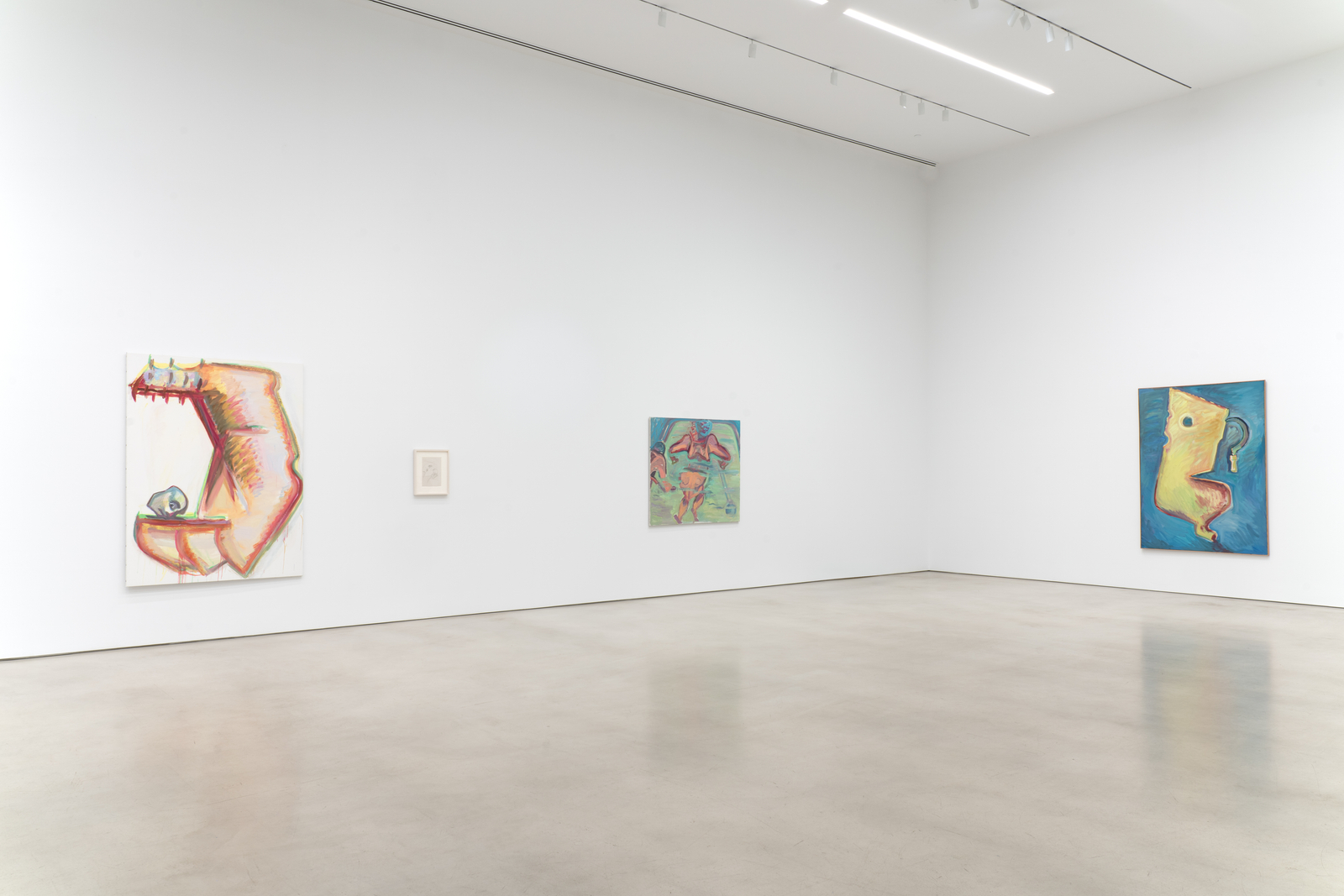 Installation view, Maria Lassnig, Petzel, 2026. &copy; Maria Lassnig Foundation. Courtesy of the artist and Petzel.&nbsp;