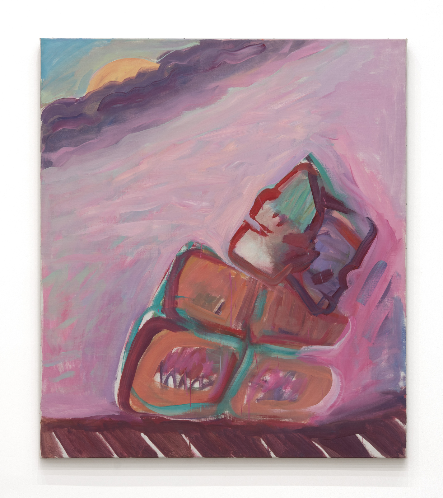 Maria Lassnig, Januskopf / Tagund Nachtgedanken (Janus Head / Daytime and Nighttime Thoughts), 1987