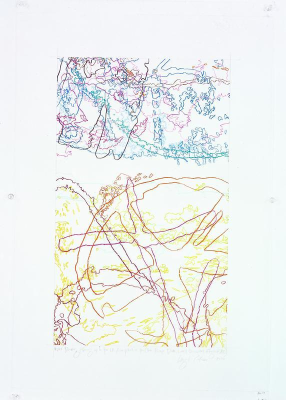 Image of INGRID CALAME's #248 Drawing (Tracings up to the L.A. River placed in the Clark Telescope Dome, Lowell Observatory, Flagstaff, AZ) 绘画248号（亚利桑那州，弗拉格斯塔夫，洛厄尔天文台，克拉克望远观测台，往洛杉矶河追踪, 2006
