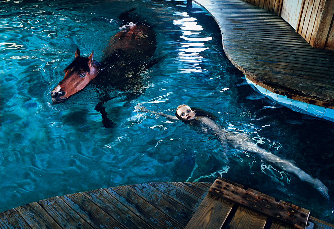 Steven Klein, Girl in Pool with Horse, 2005