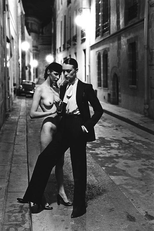 Helmut Newton, Rue Aubriot, Yves Saint Laurent, French VOGUE, Paris, 1975