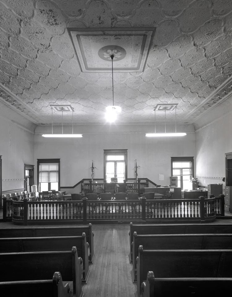 View of Courtroom from Rear, Marion County Courthouse, US 80, Tuskeegee, AL, 1976