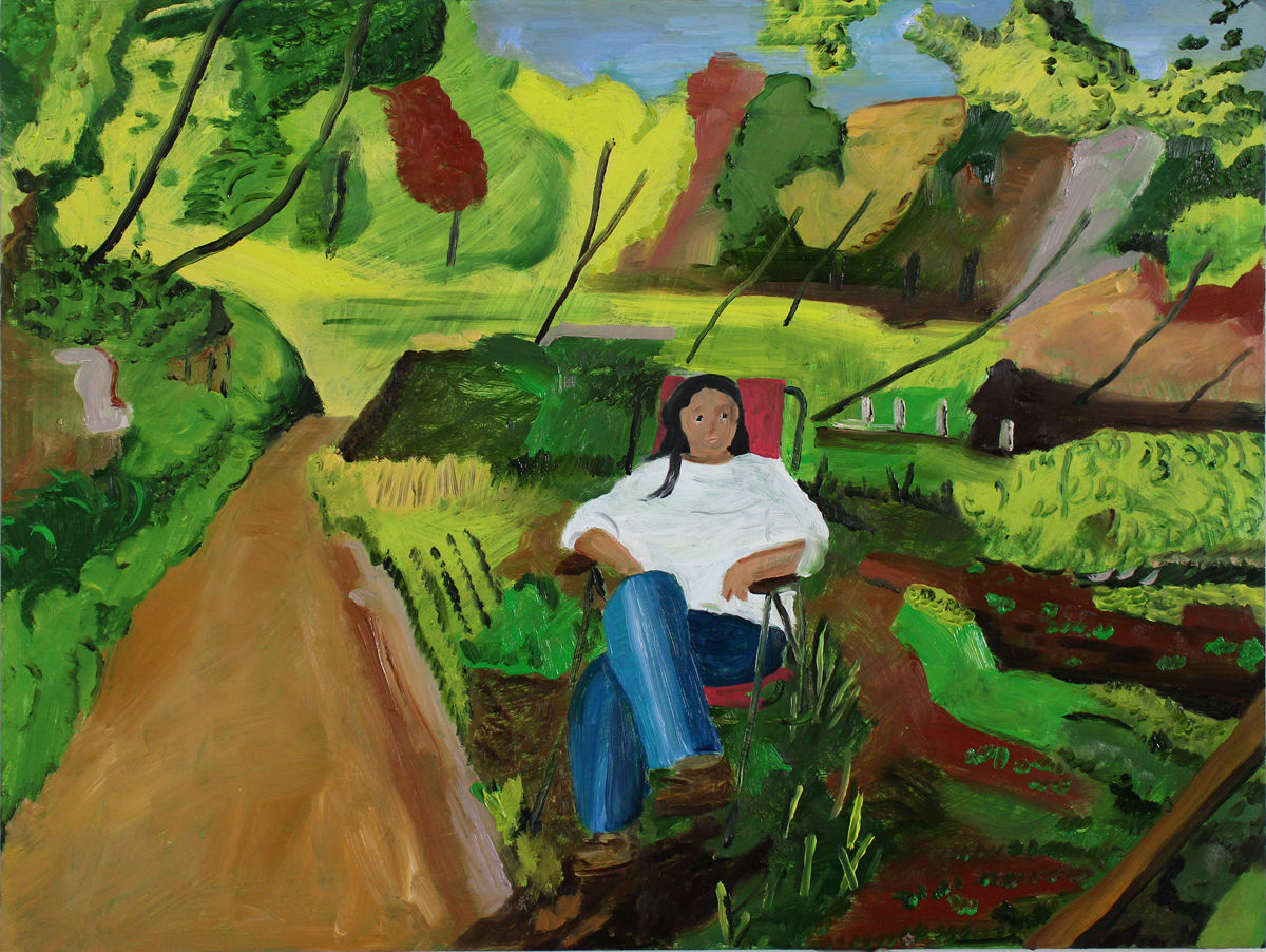 Hiroya Kurata Girl in the Woods, 2020 Oil on Masonite, 12 x 16 inches (30.5 x 40.6 cm)