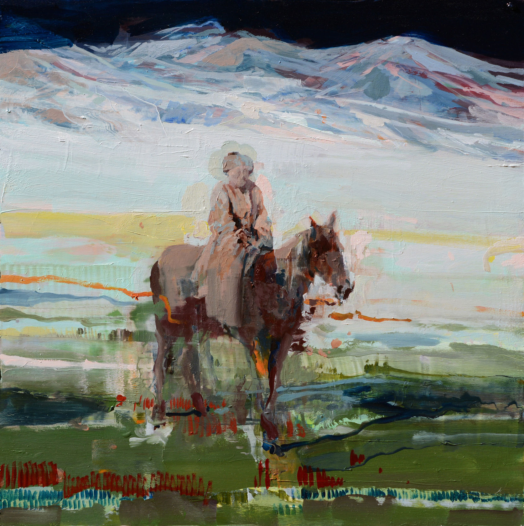 Alex Kanevsky Another Nomad, 2024 Oil on wood, 18 x 18 in. (45.7 x 45.7 cm)