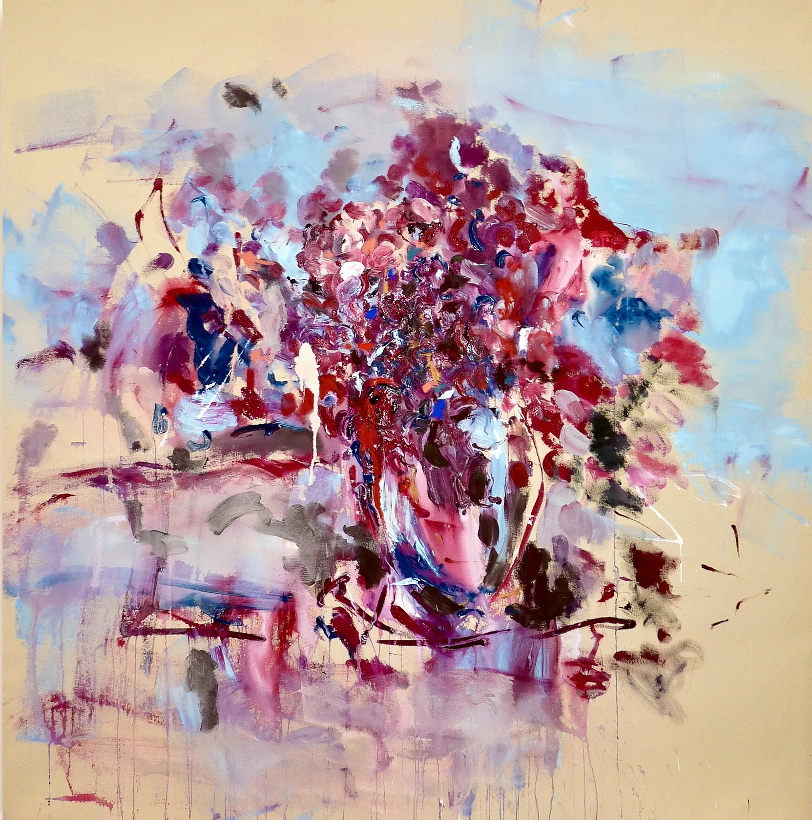 Elizabeth Abel Strawberry, 2026 Acrylic and watercolor on canvas, 51 1/8 x 51 1/8 in. (130 x 130 cm)